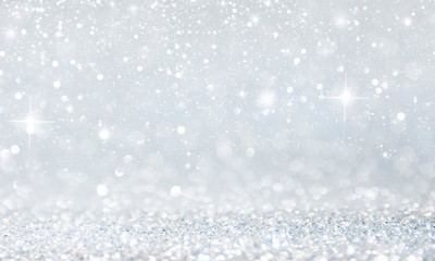 Christmas light background.  Holiday glowing backdrop. Defocused Background With Blinking Stars. Blurred Bokeh.