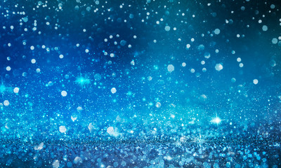 Obraz premium Christmas light background. Holiday glowing backdrop. Defocused Background With Blinking Stars. Blurred Bokeh.