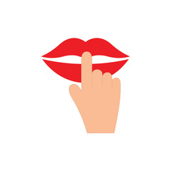 lips with finger icon Line icon	

