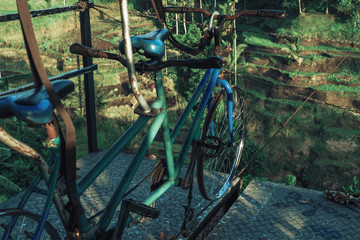 Photo of a structure for cycling a tightrope between two mountains