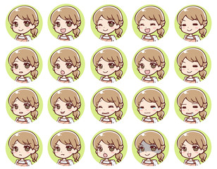 表情アイコンセット_主婦_丸背景