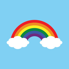 Rainbow icon vector with clouds	
