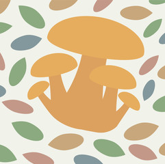 Vector illustration of mushrooms in the autumn forest