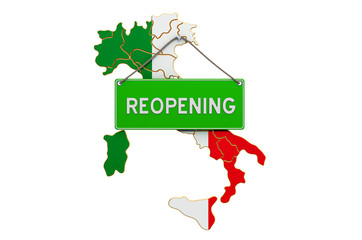 Reopening Italy after quarantine concept, 3D rendering
