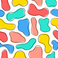 vector doodle ripple colorful and black outlines seamless pattern on white