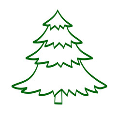 Hand drawn Christmas tree icon on white for design greeting holiday card, stock vector illustration