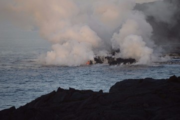 Fototapeta na wymiar lava ocean entry