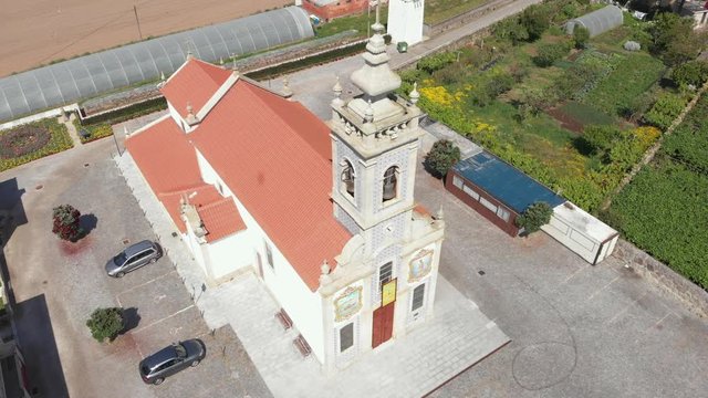 DRONE AERIAL FOOTAGE - The Parochial Church of Saint Bartholomew of the Sea in the parish of Mar, municipality of Esposende, North of Portugal.