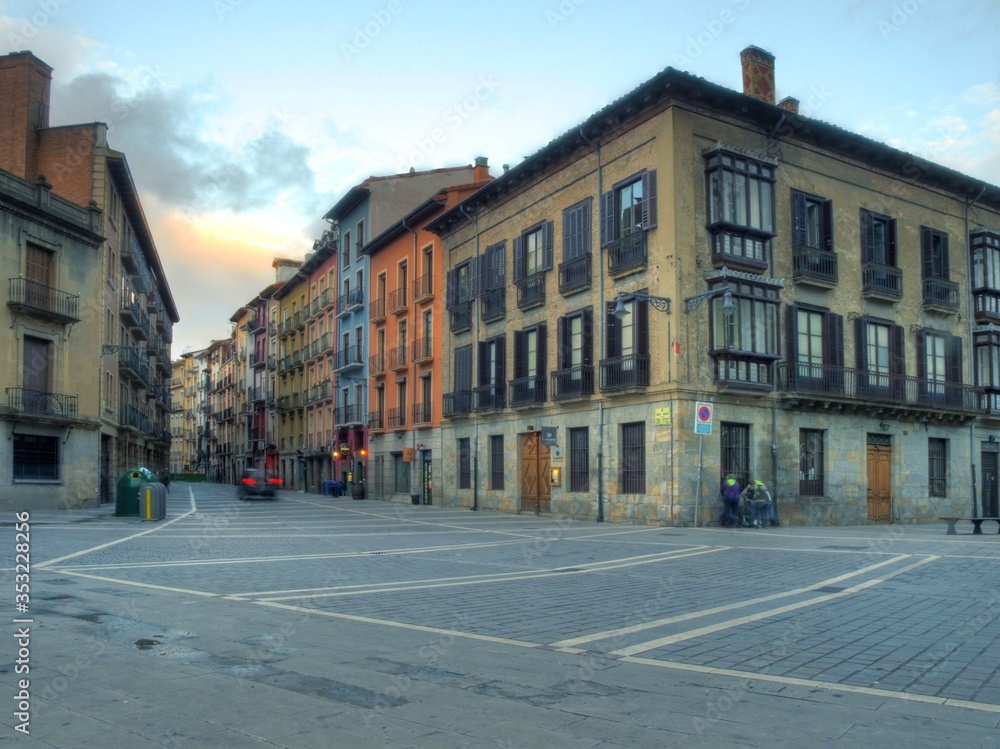 Wall mural old street in pamplona, spain