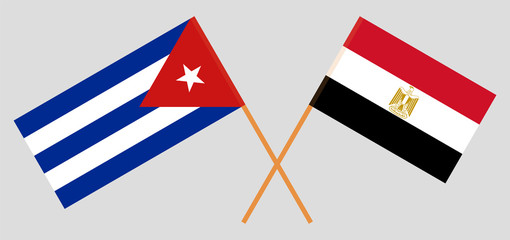 Crossed flags of Egypt and Cuba
