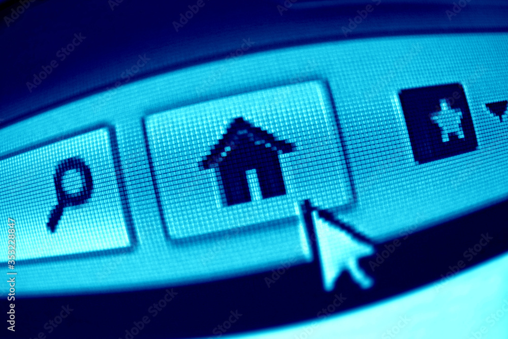 Poster house icon and cursor. macro image.