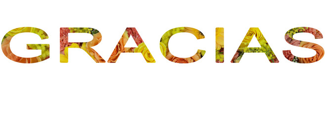 Gracias, Danke Buchstaben Text Blume