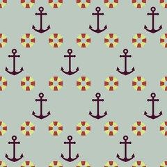 seamless pattern with anchor on blue background