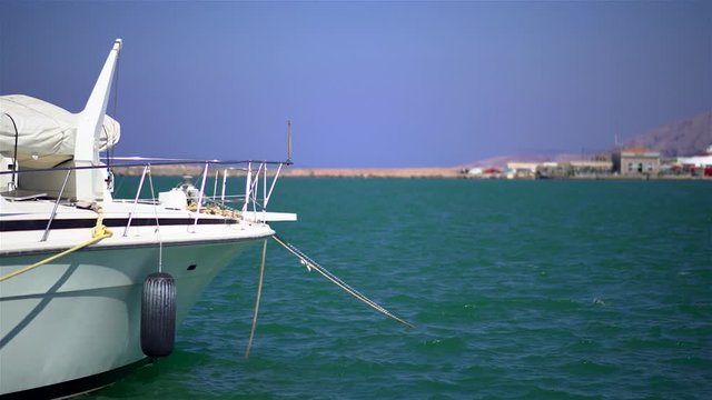 Boat at the port of Chios, Greece