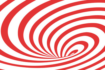 Vector abstract illustration of swirl vortex with stripes. Trendy 3d background in op art style, optical illusion.