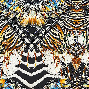 Abstract pattern print for decor, decoration, oil on canvas, interior. Bright modern tropical striped, spotted leopard, zerba, feathers, spots ornament. African geometric style collage. Kitsch