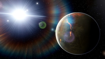 planets in deep space, cosmic background, space fantasy, exo-planet, beautiful cosmic background for presentations, planet ross 128 b 3d render
