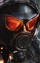 gas mask on black background