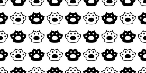 cat paw seamless pattern dog footprint kitten french bulldog vector claw cartoon icon repeat wallpaper scarf isolated tile background doodle illustration black white design