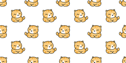cat seamless pattern kitten breed vector calico ginger animal pet scarf isolated repeat background cartoon tile wallpaper doodle illustration orange design