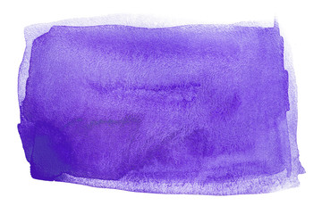 Watercolor paint element purple stain on a white background isolated