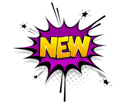 Comic text new speech bubble pop art style