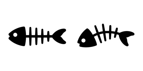 fish bone vector salmon icon tuna cartoon symbol doodle illustration design