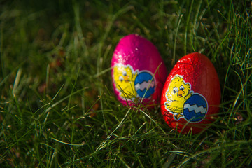 Chocolate Easter eggs in foil.