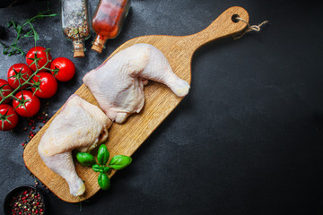 chicken legs raw meat Menu concept serving size. food background top view copy space for text
keto or paleo diet organic healthy eating