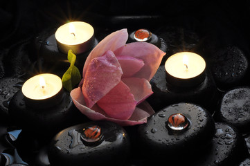 spa still life with stones and orchid