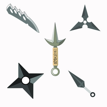 illustration vector graphic of Kunai, Kunai Hiraishin, chakura to knife, shuriken, etc. a weapon used by ninjas in Naruto anime