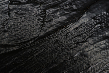close up of black oil paint texture
