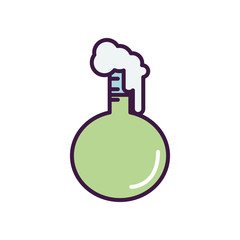 chemical flask with foam icon, line color style