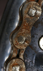 bike chain link in macro close up
