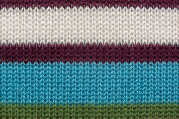 colorful striped knitted wool macro photo
