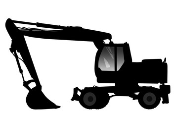 Silhouette of the excavator