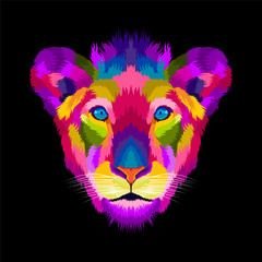 colorful lion pop art portrait vector illustration posters