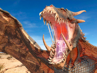 monster dragon is angry on desert © DM7