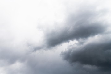 Dramatic gray clouds in the sky. Beautiful gray and white cloudy rainy sky