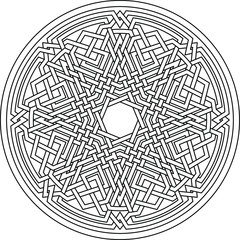 Octagram with mandala ornament pattern octagon geometry background vector coloring book
