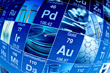 Periodic table of elements. Selective focus.