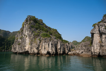 Rocks in Lan Ha Bay, one of Vietnam's attractions can be visited on boats or ships sailing from the island of Cat Ba