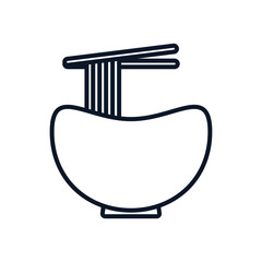 chopstick with pasta in dish japanese food