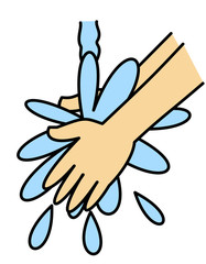 手洗い(色線)＋水(色線)