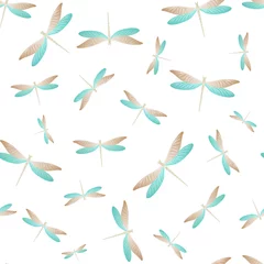 Deurstickers Vlinders Dragonfly abstract seamless pattern. Summer clothes fabric print with damselfly insects. Graphic 