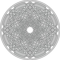 Octagram with mandala ornament pattern octagon geometry background vector coloring book
