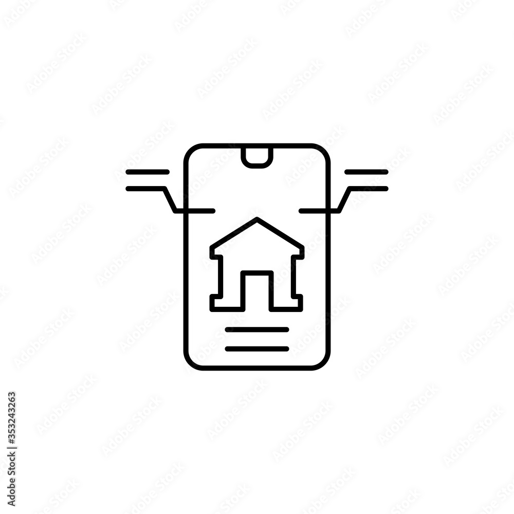 Poster smartphone, house icon. simple line, outline vector elements of smart home for ui and ux, website or