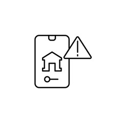 Smartphone, house, warning icon. Simple line, outline vector elements of smart home for ui and ux, website or mobile application on white background