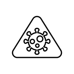 Warning sign with coronavirus symbol icon, line style