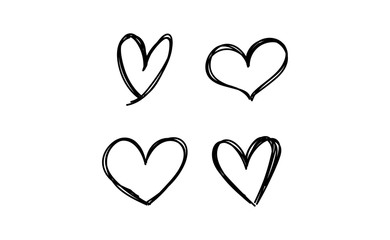 Heart doodles. Set of hand drawn valentine's heart illustrations.